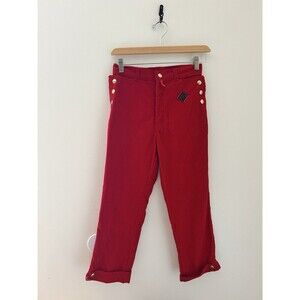Vintage D.C. One Red Corduroy Sailor Boy Scout Gold Button Capri Pant  Sz 29